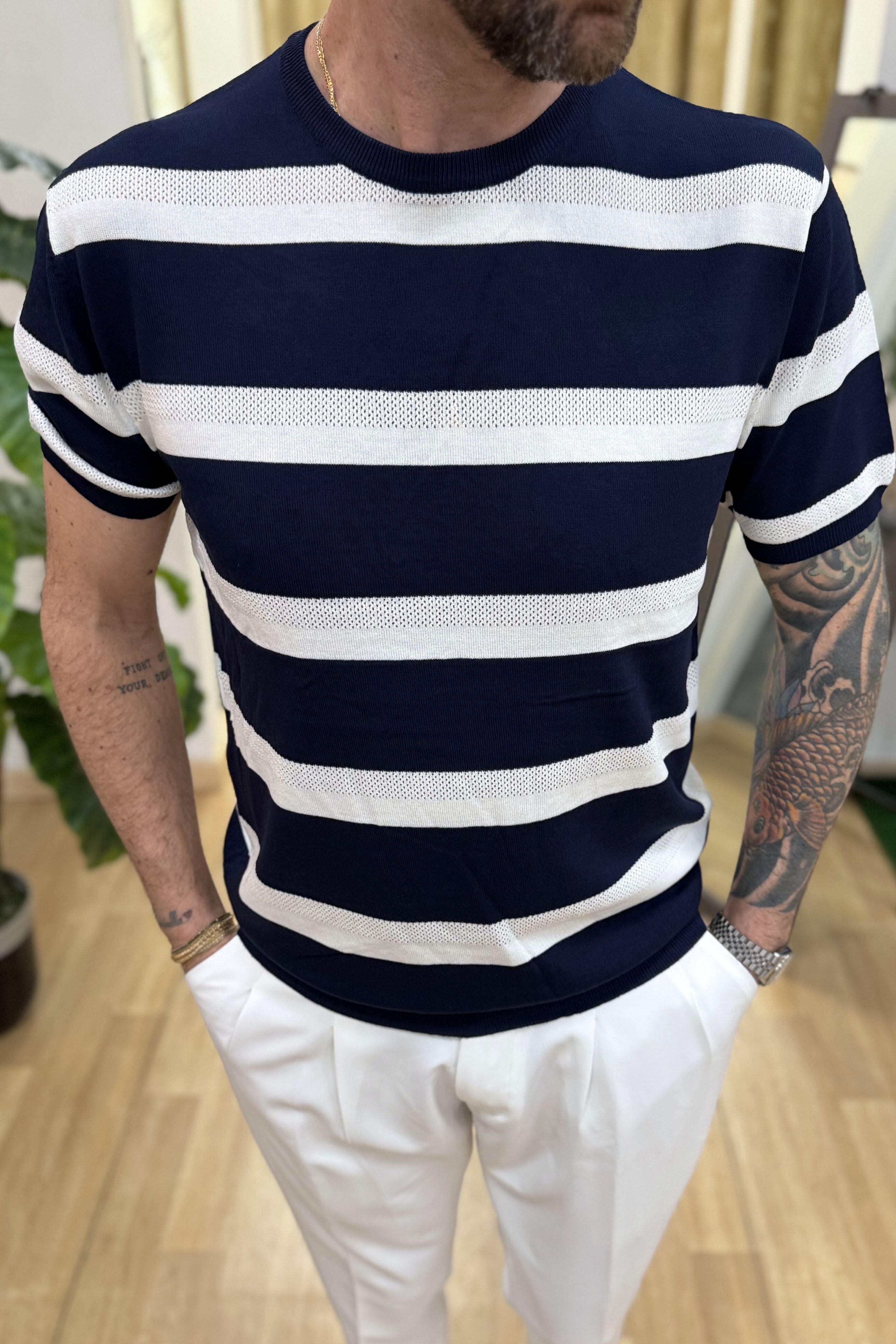 Maglioncino Rigato BL Blu