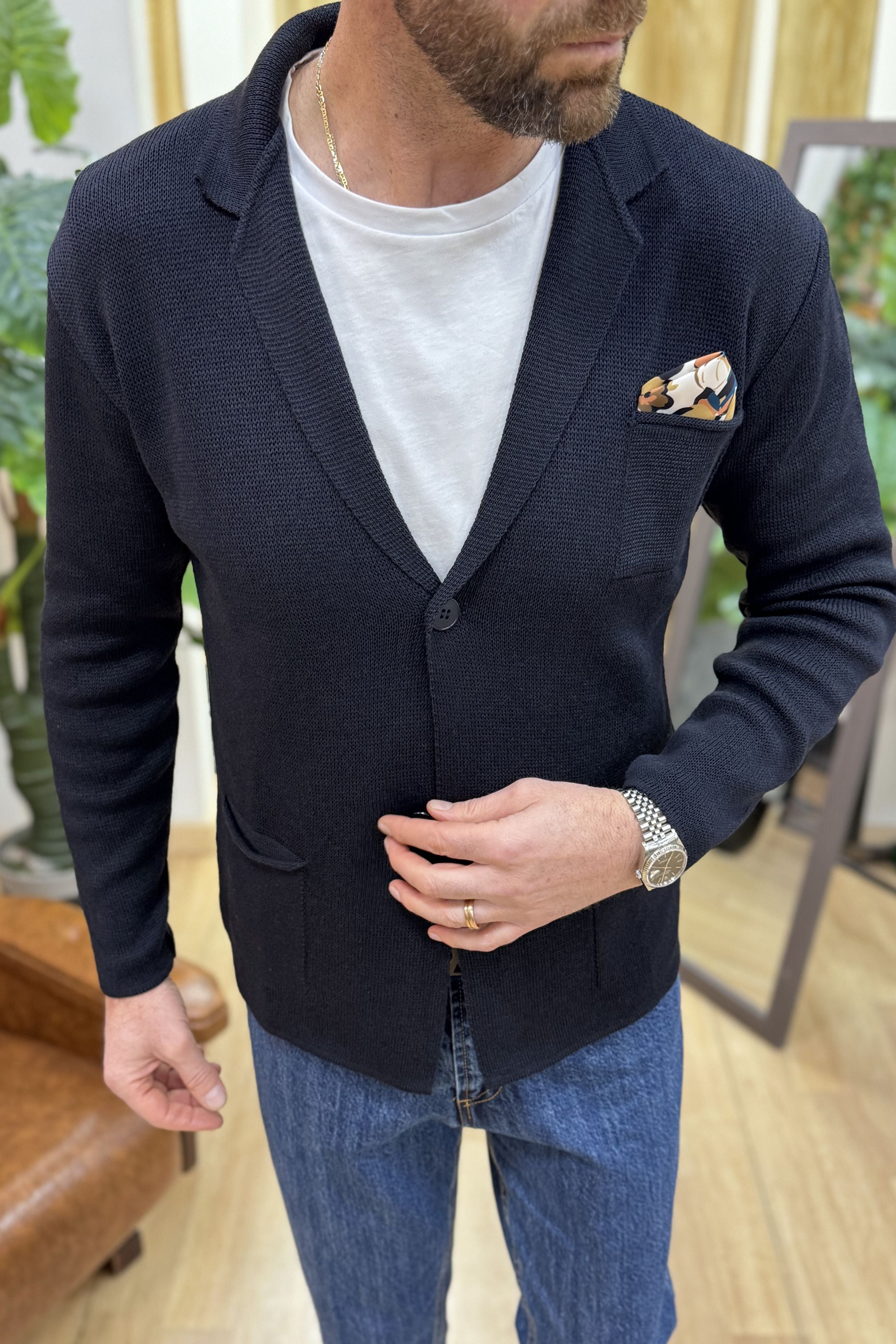 Cardigan/Giacca Cotone Blu