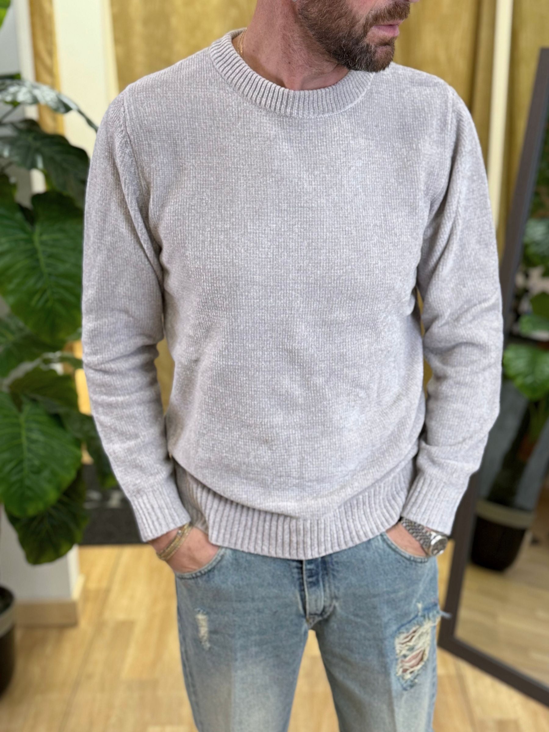 Maglioncino Ciniglia LP Grigio Perla
