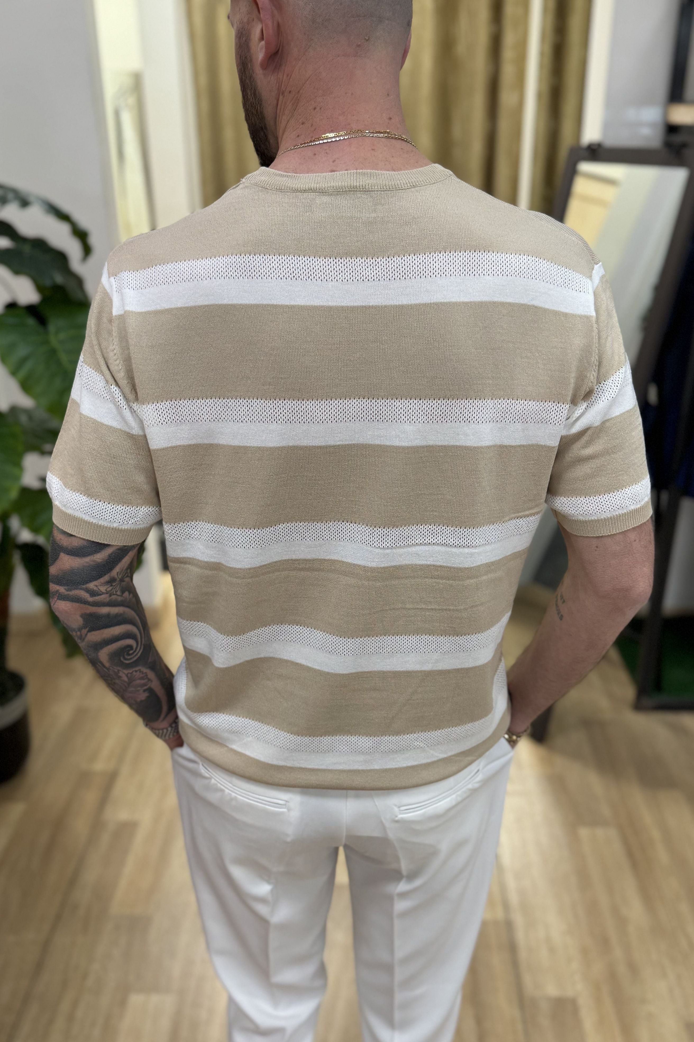 Maglioncino Rigato BL Beige