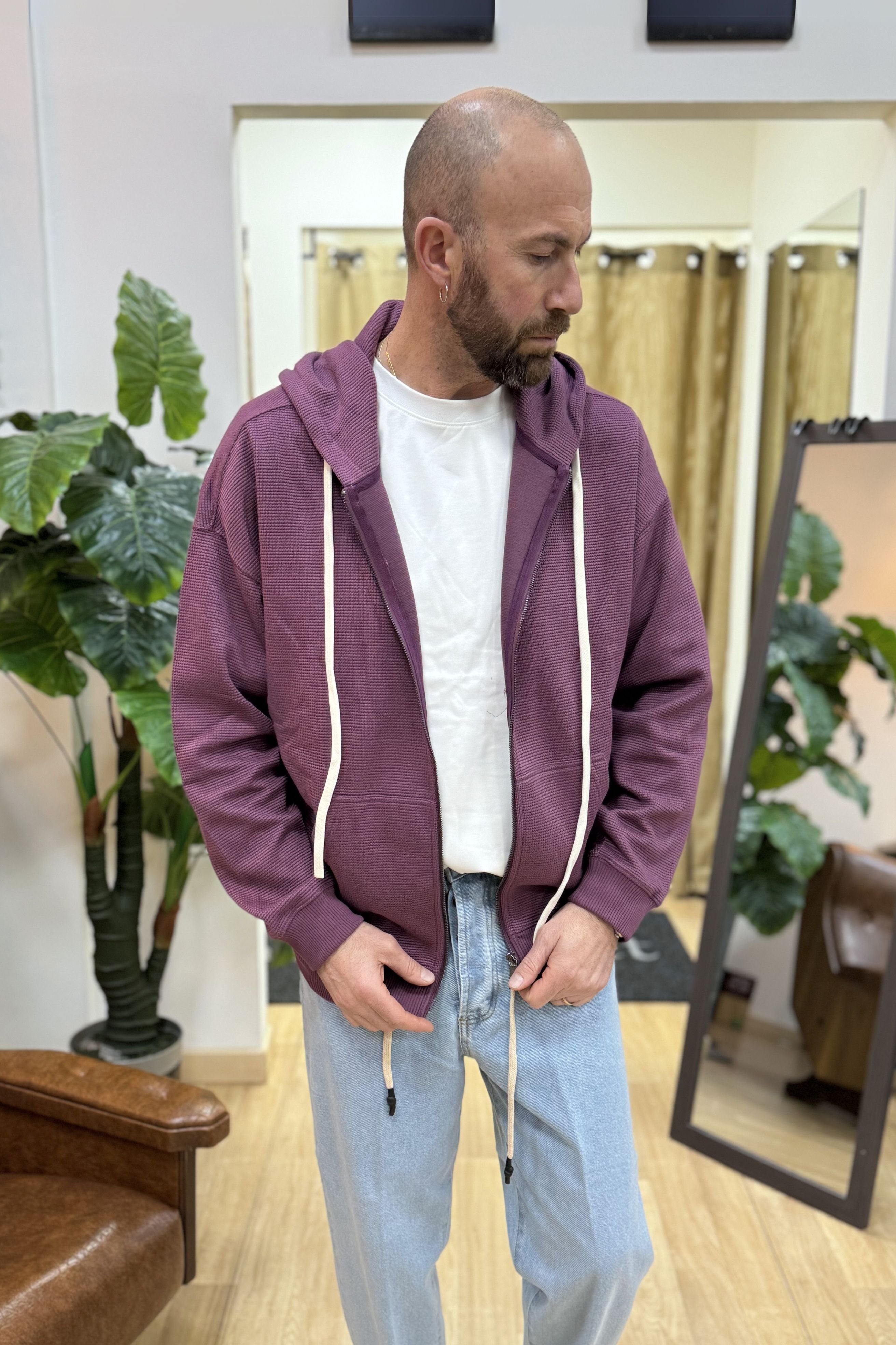 Felpa Con Zip Apricot Purple