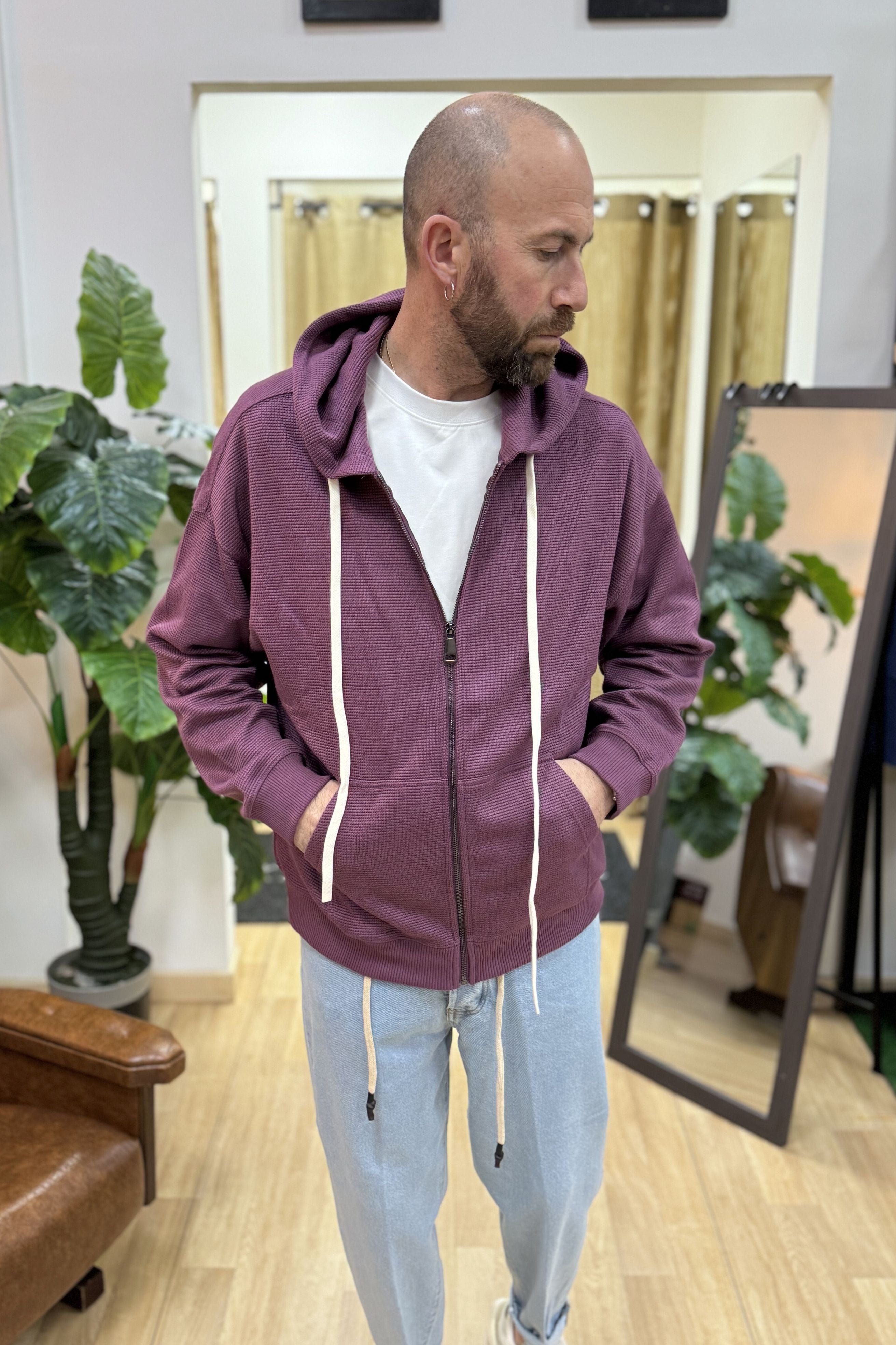 Felpa Con Zip Apricot Purple