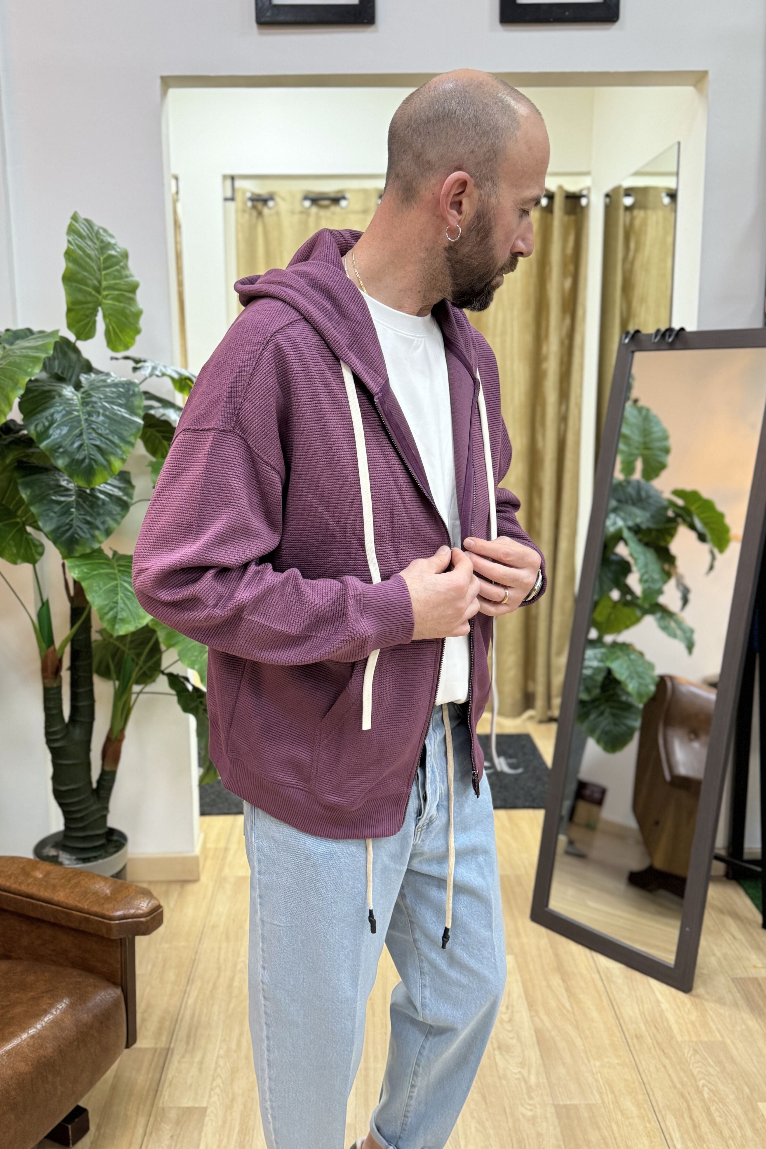 Felpa Con Zip Apricot Purple