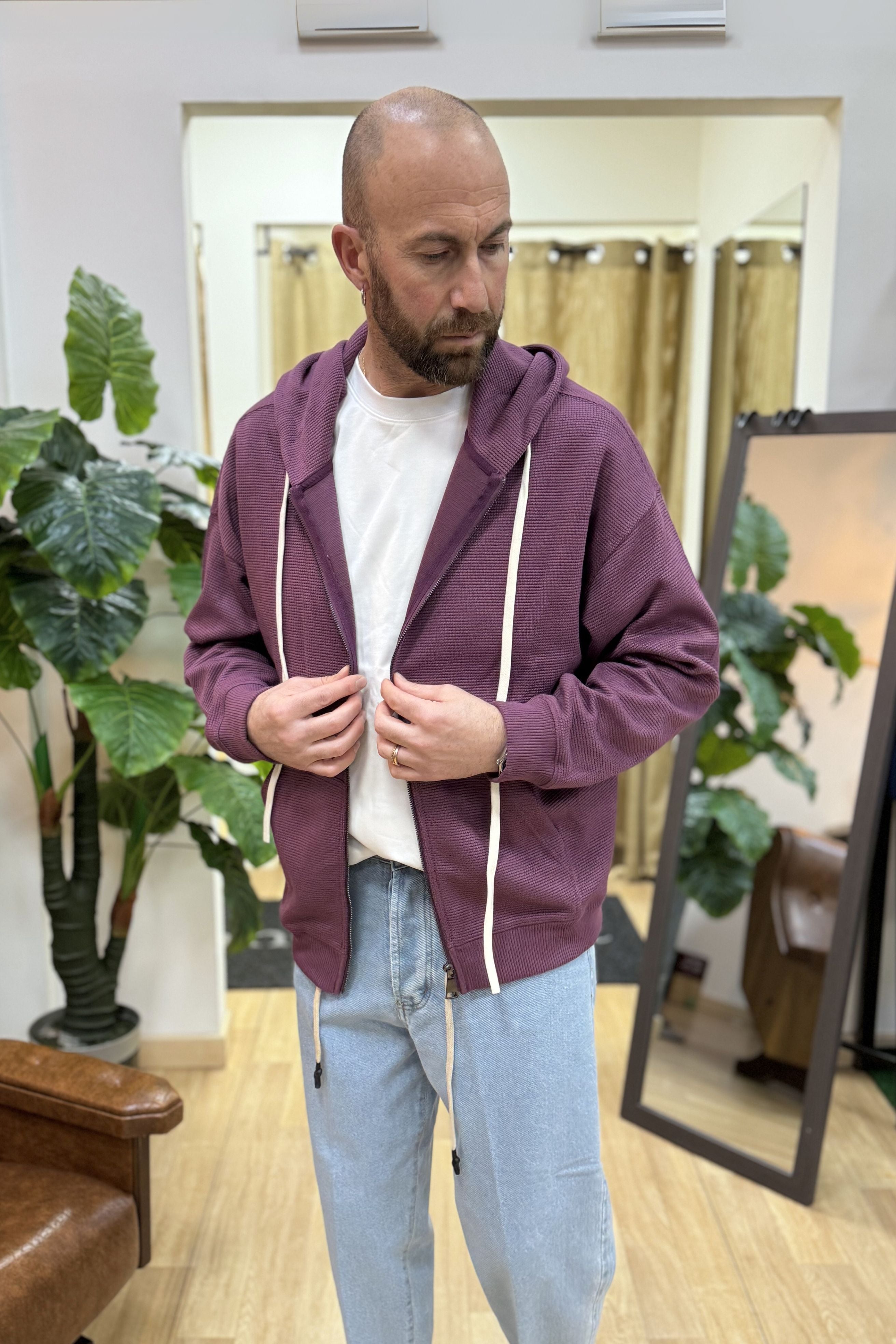 Felpa Con Zip Apricot Purple