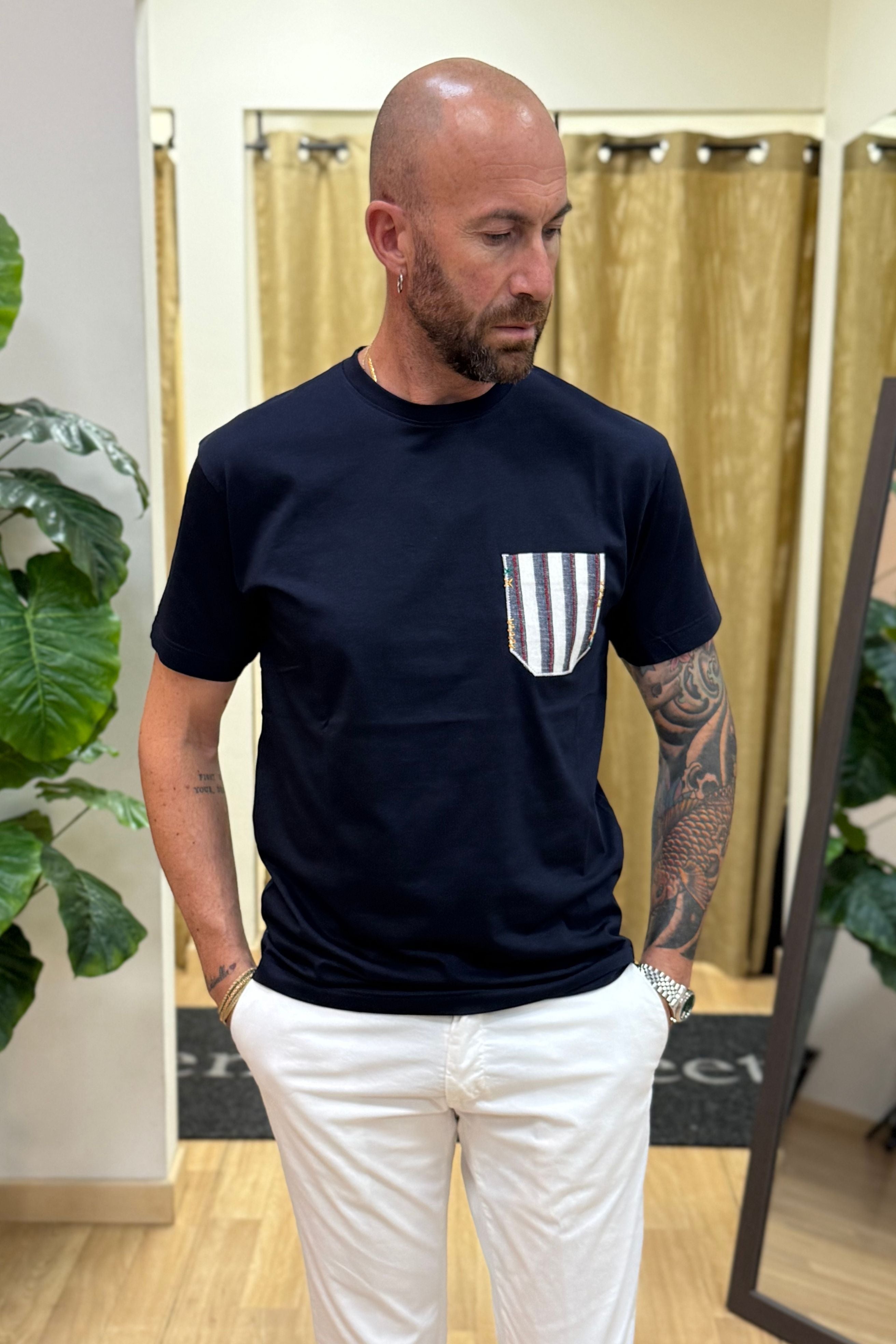 T-Shirt Sorrento Con Taschino Blu