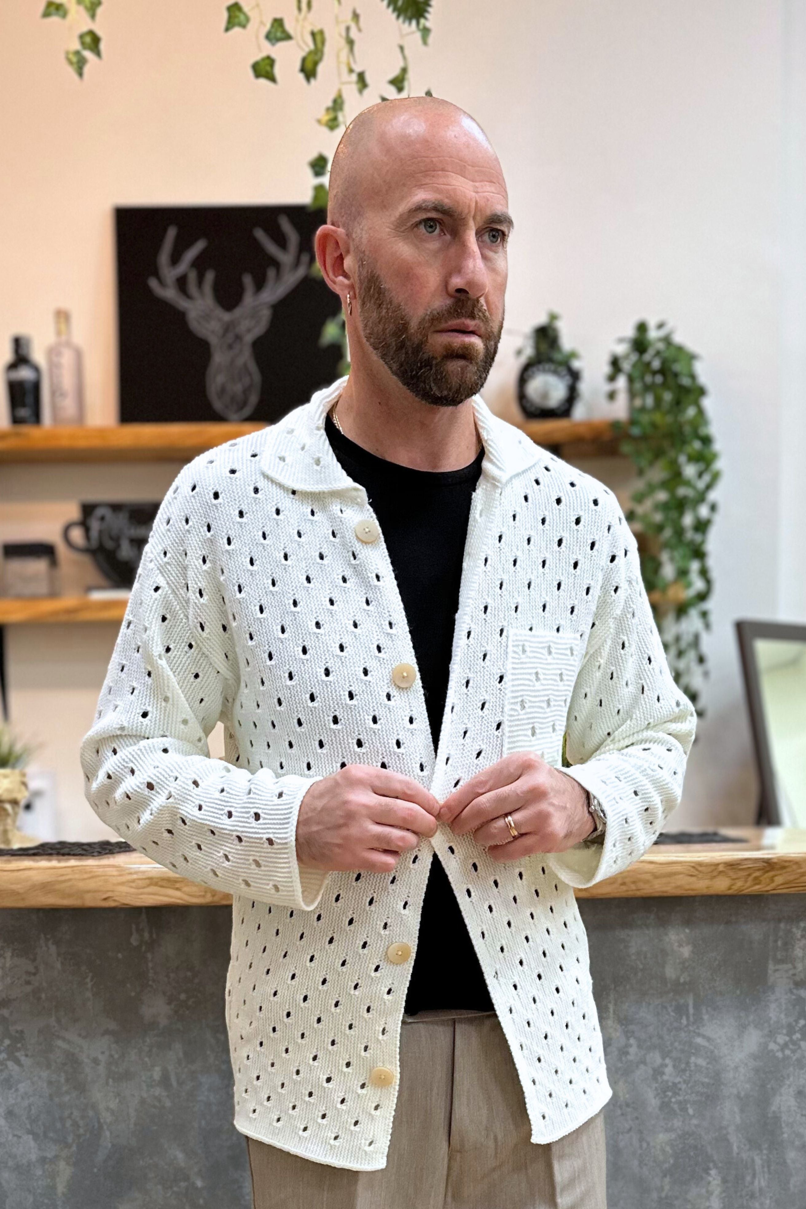 Cardigan Traforato Bianco