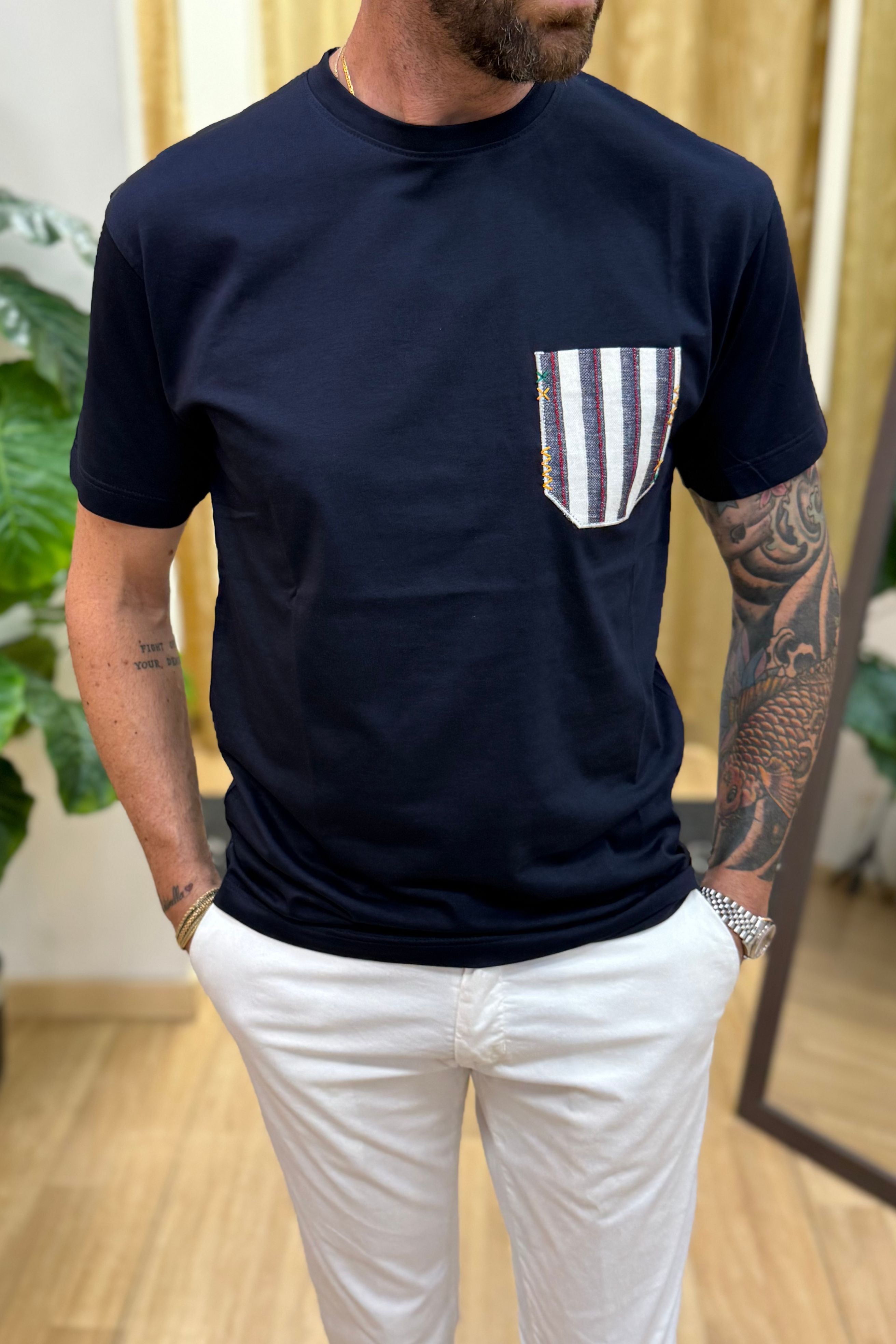 T-Shirt Sorrento Con Taschino Blu