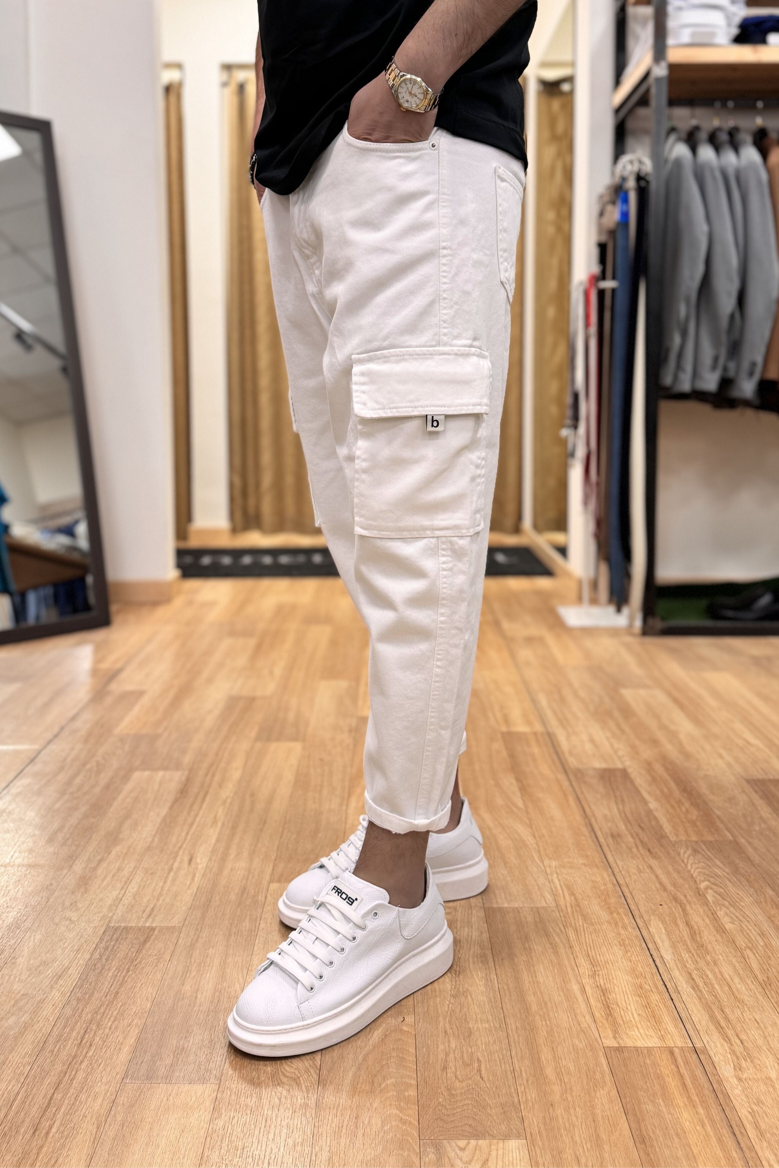 Jeans Cargo Different Bianco