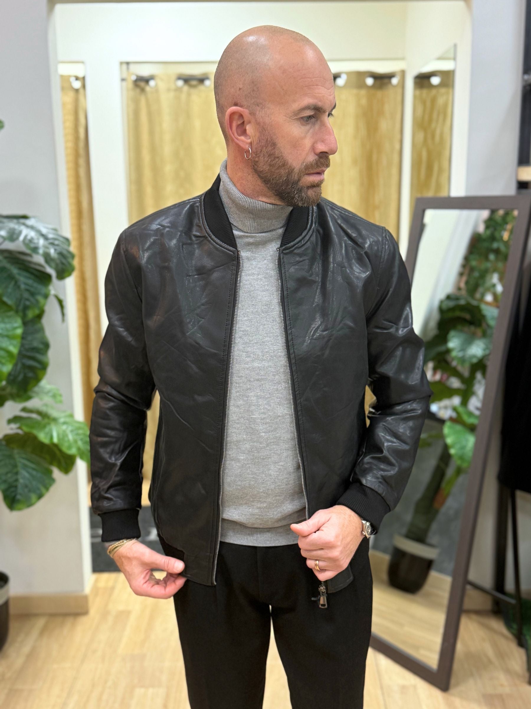 Bomber Eco Pelle Imbottito Nero