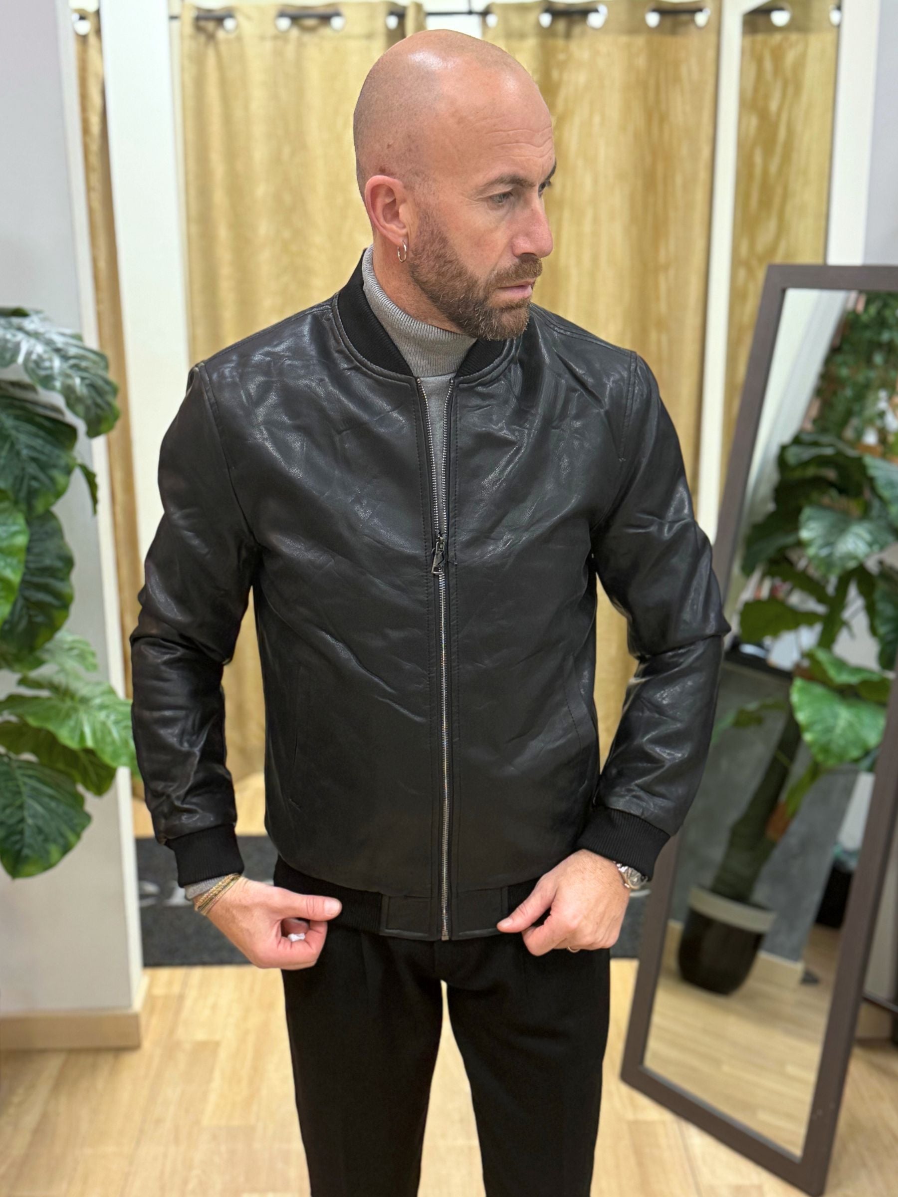 Bomber Eco Pelle Imbottito Nero