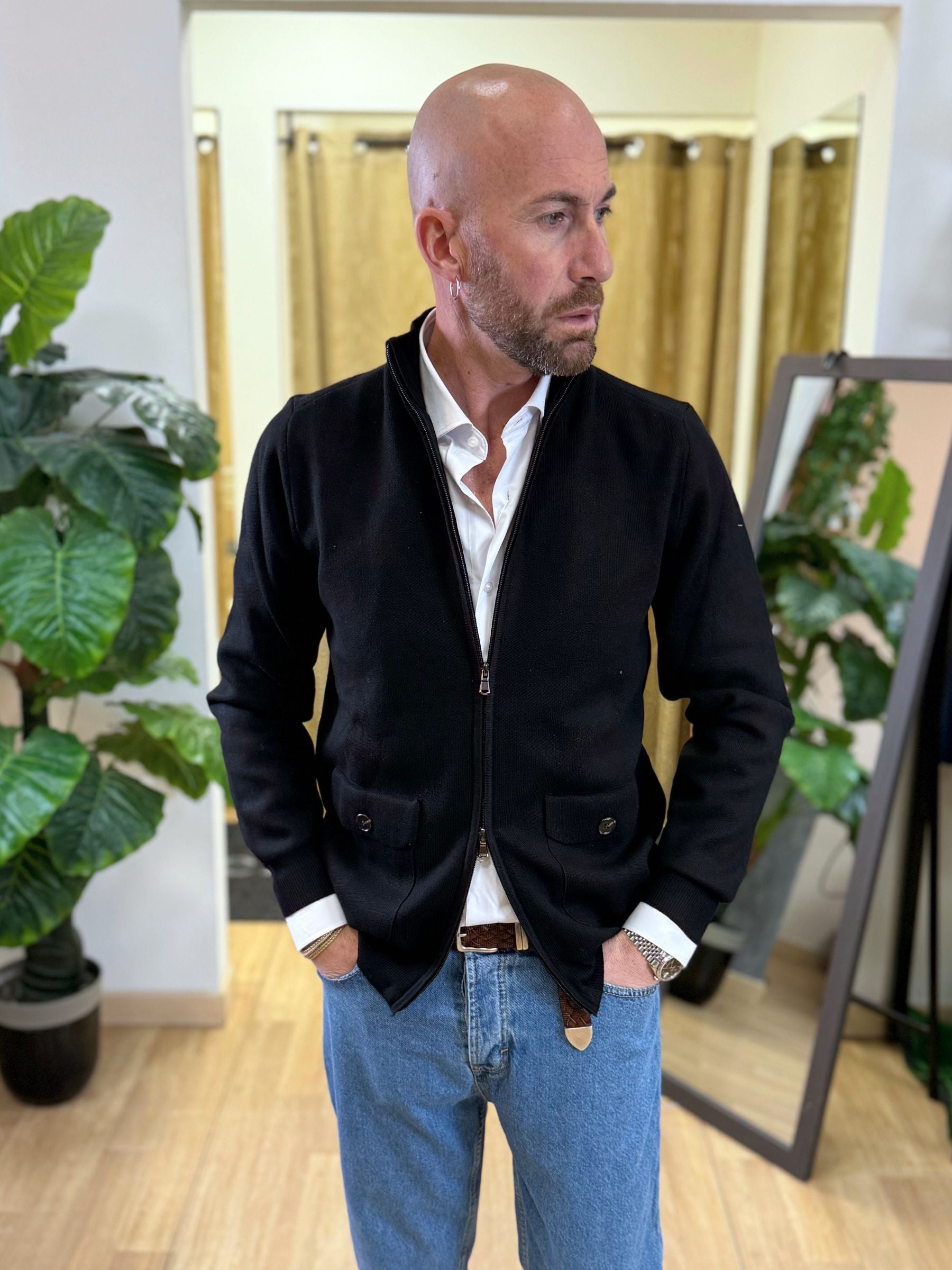 Cardigan Con Zip LP Nero