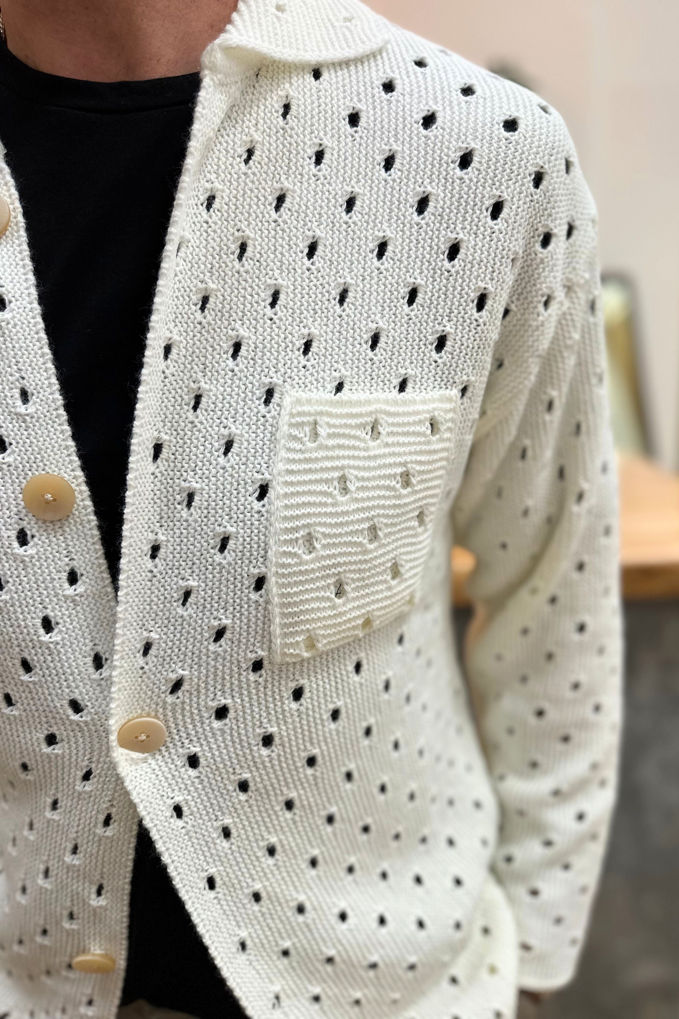Cardigan Traforato Bianco