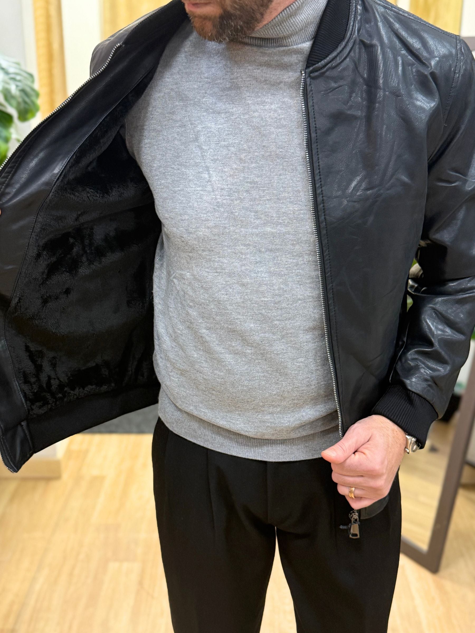 Bomber Eco Pelle Imbottito Nero