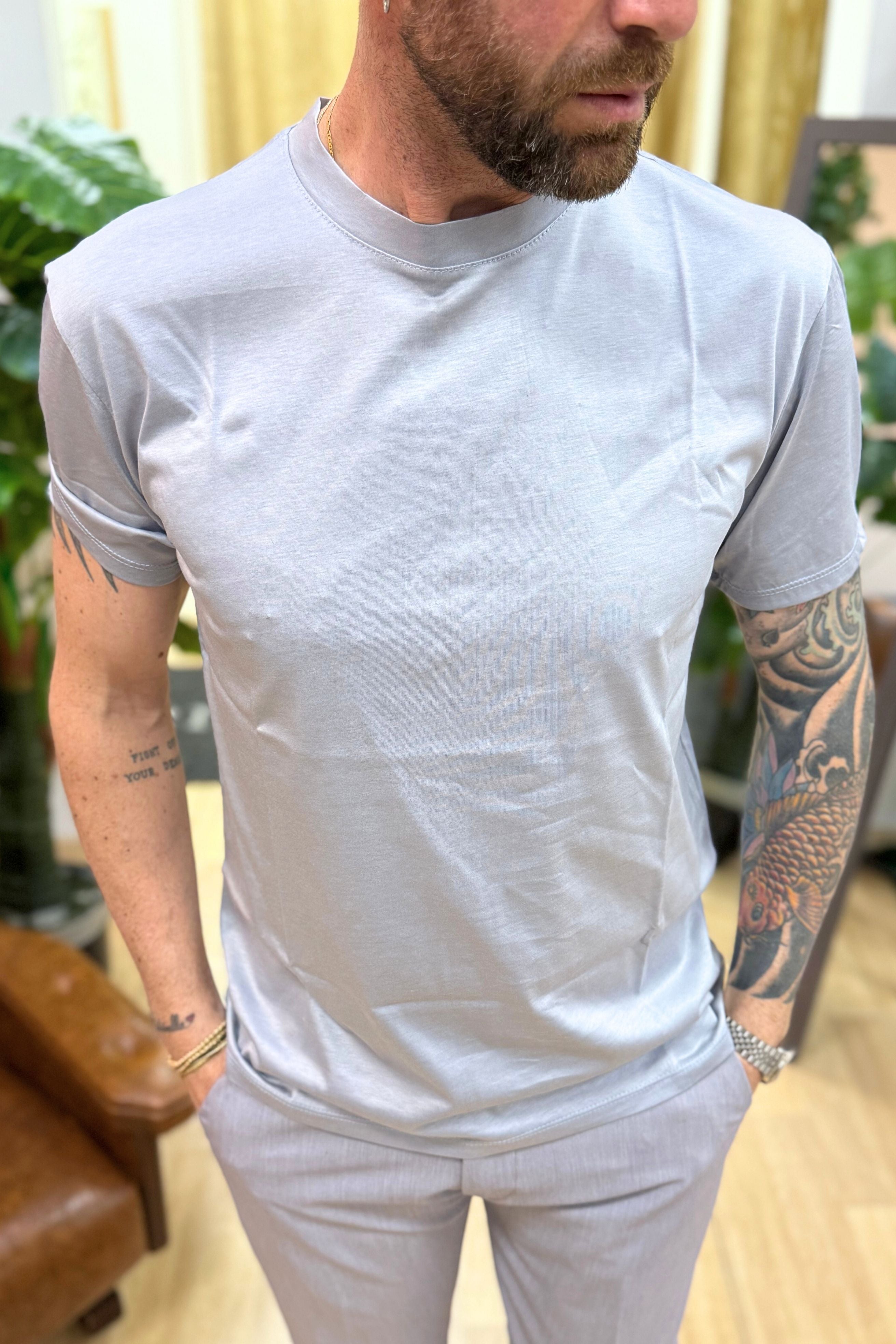T-Shirt Basic Filo di Scozia Grigio