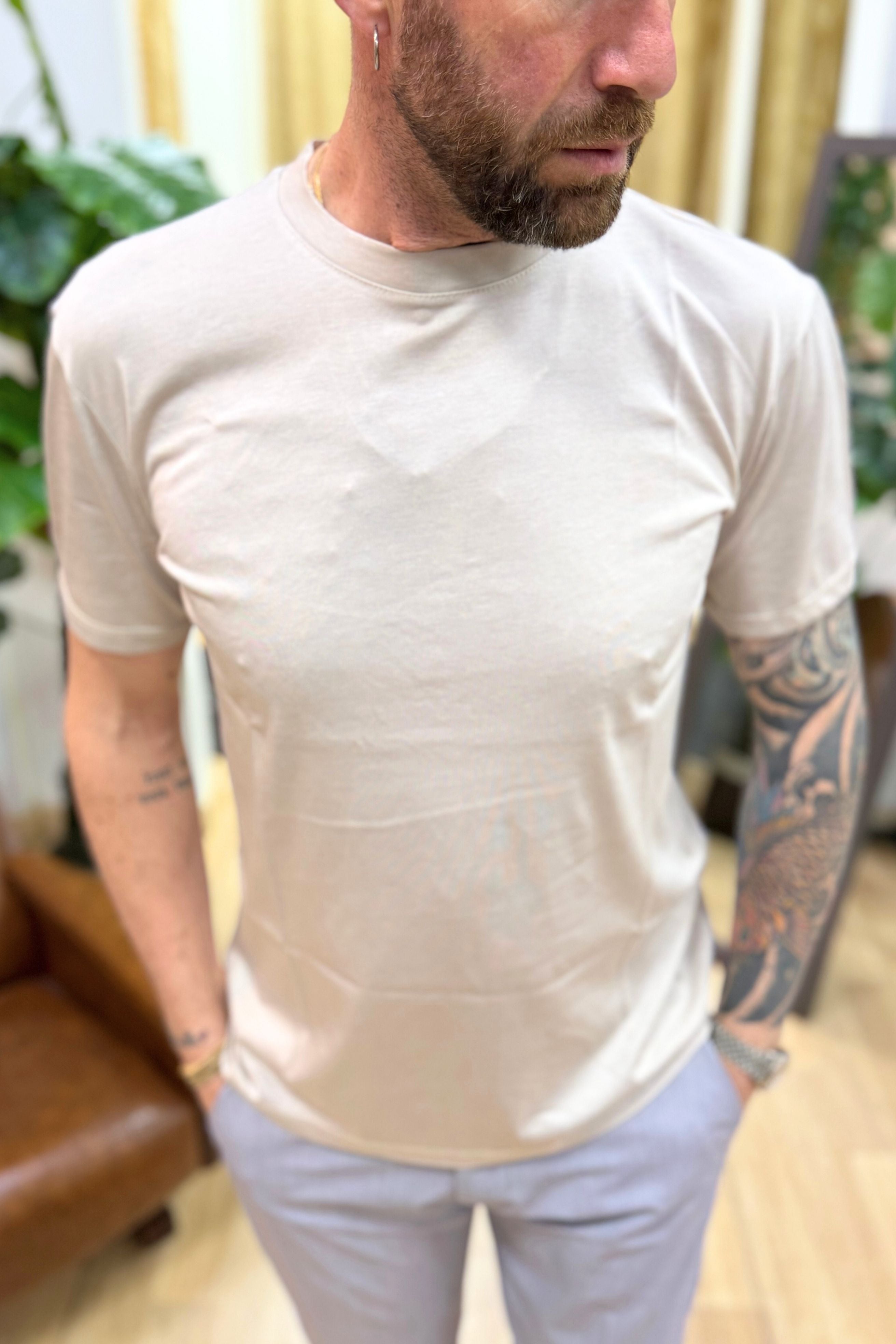 T-Shirt Basic Filo di Scozia Beige