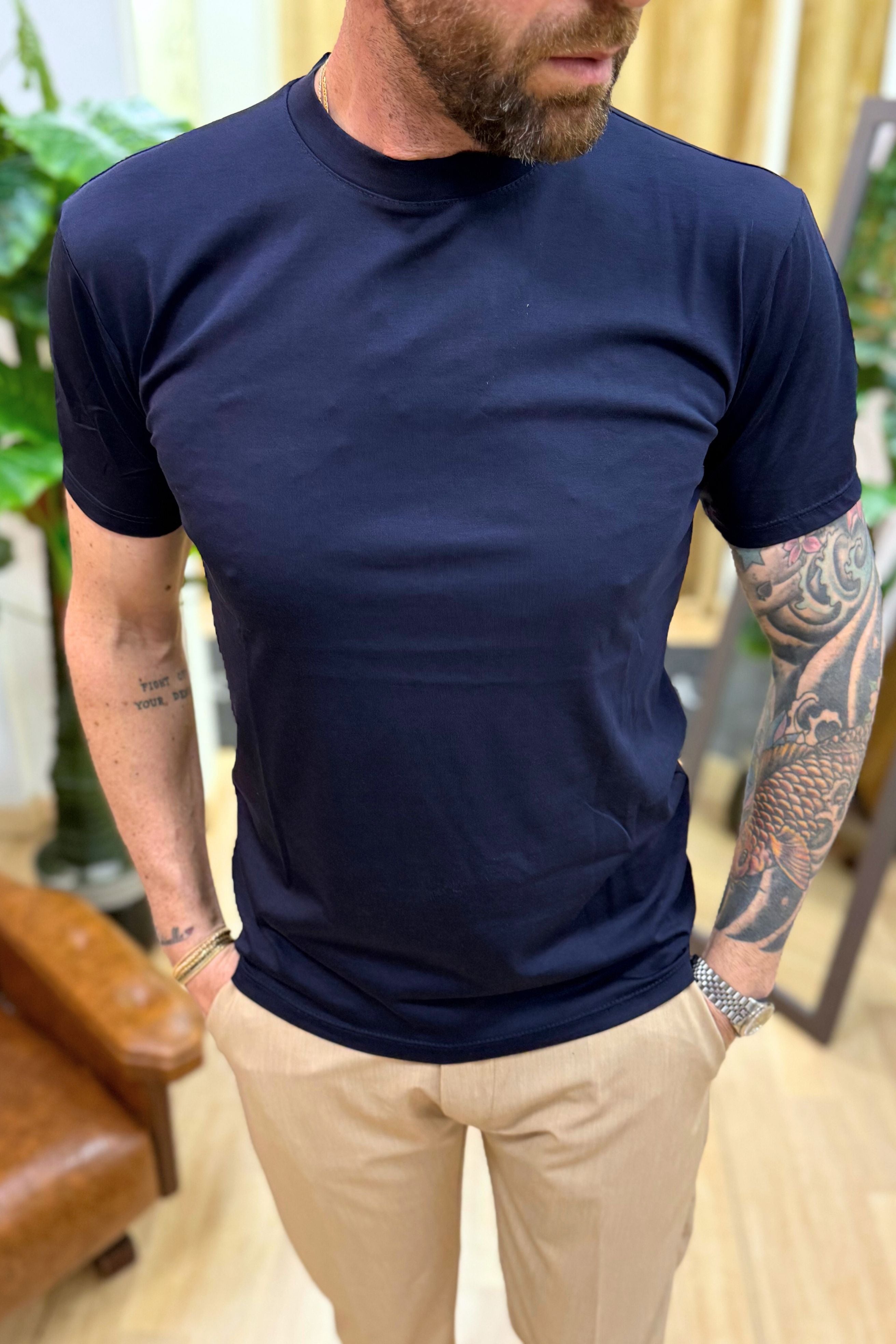 T-Shirt Basic Filo di Scozia Blu