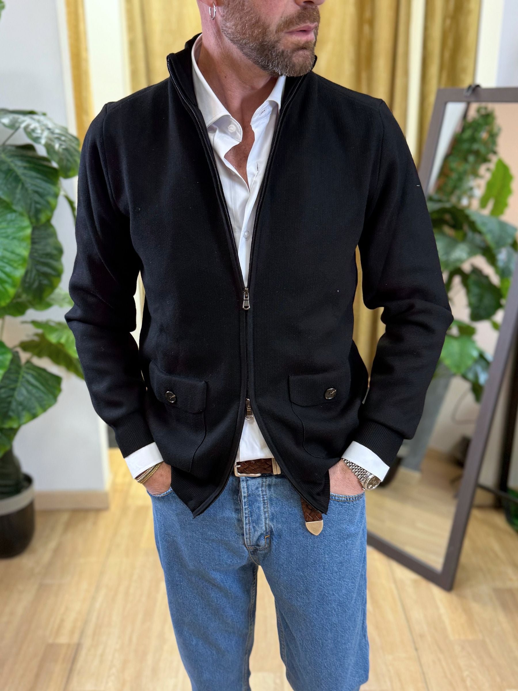 Cardigan Con Zip LP Nero