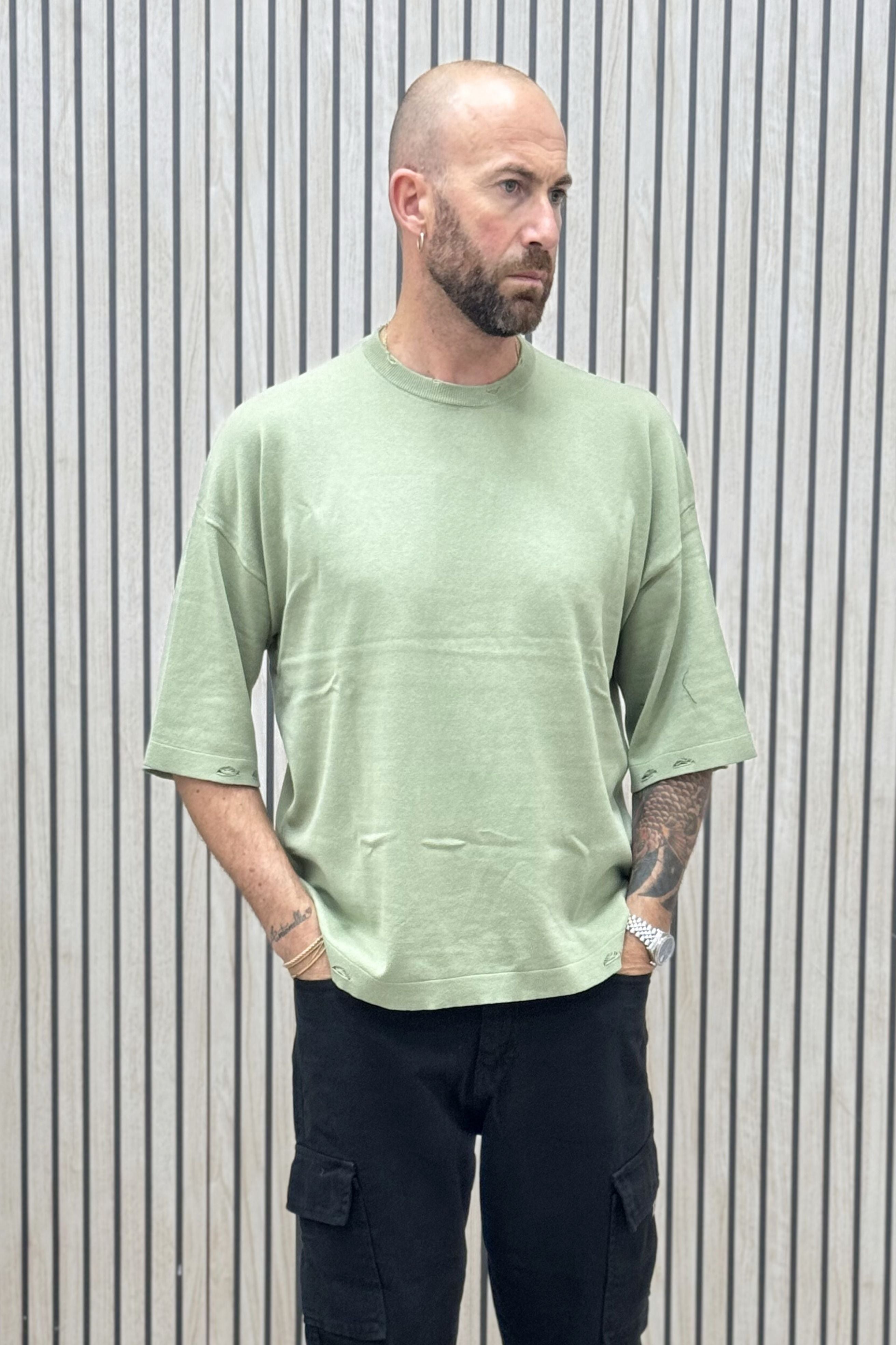 T-Shirt Over 3/4 Verde Chiaro