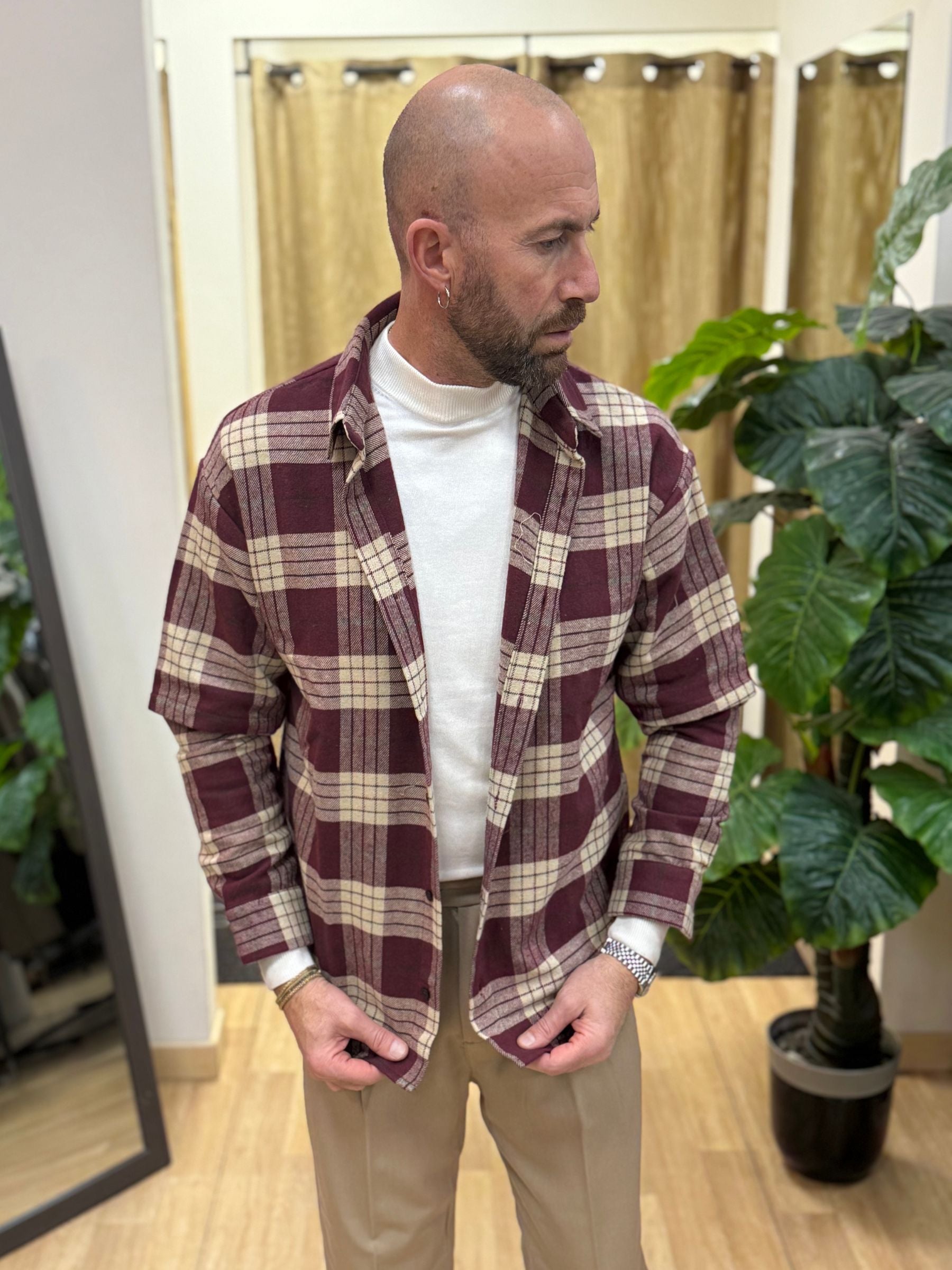 Camicione Scozzese Bordeaux