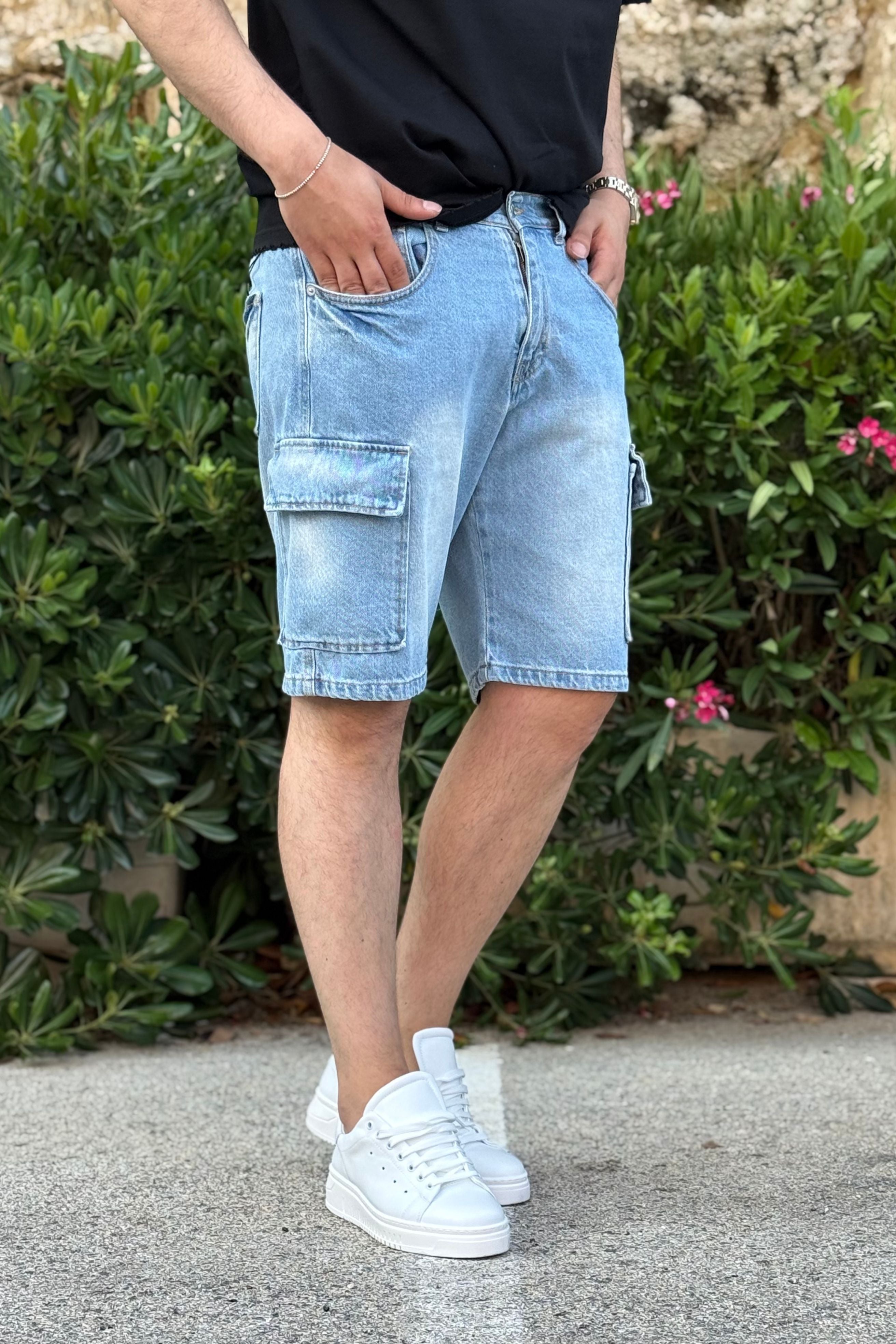 Bermuda Jeans Cargo Different Chiaro