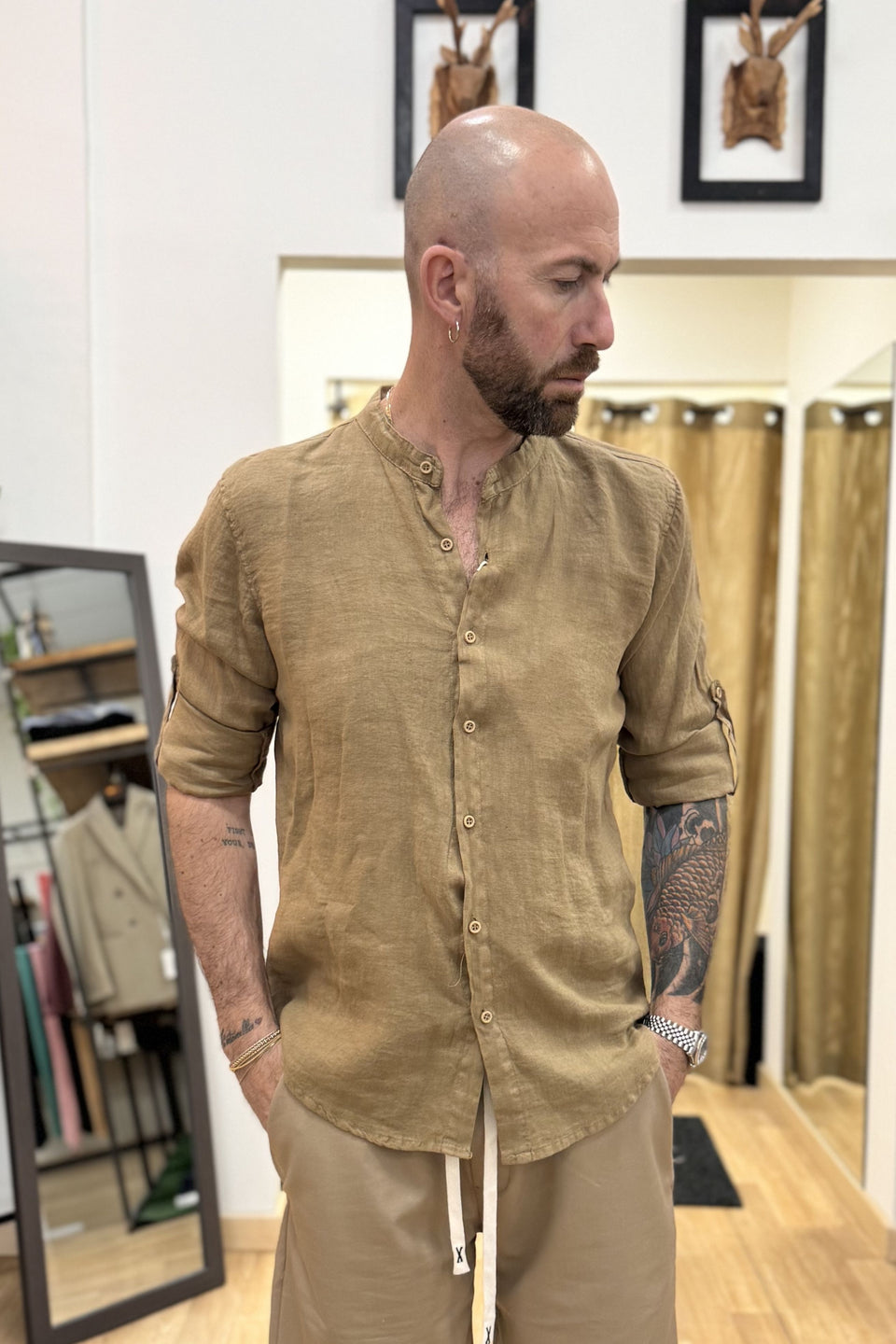 Camicia In Lino Koreana Cachi