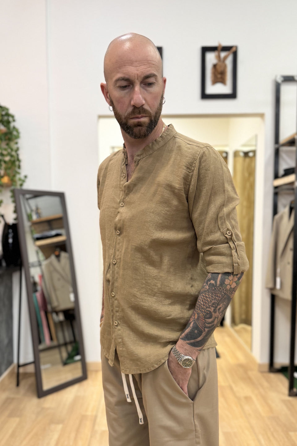 Camicia In Lino Koreana Cachi