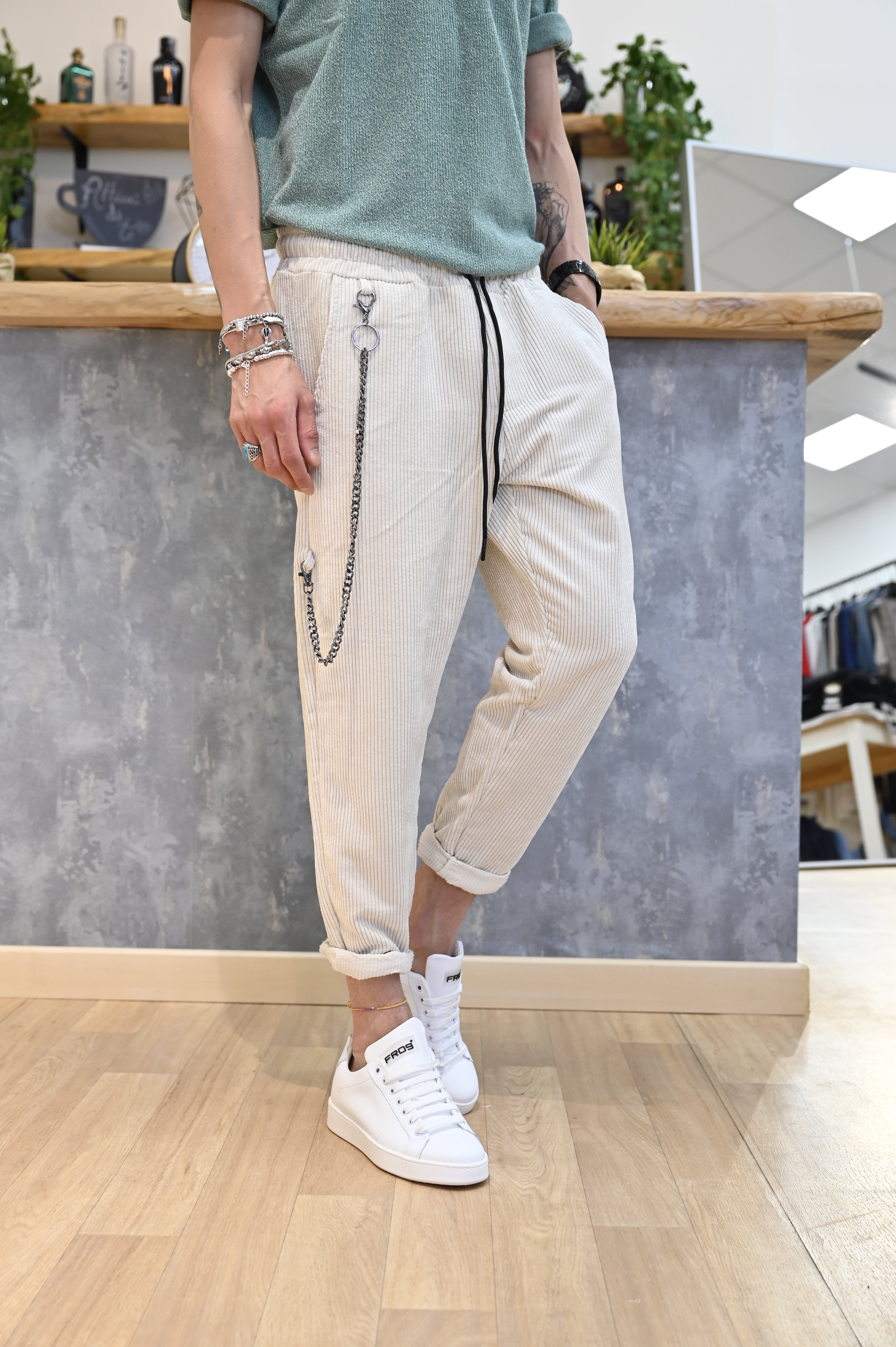 Pantalaccio Bianco In Velluto