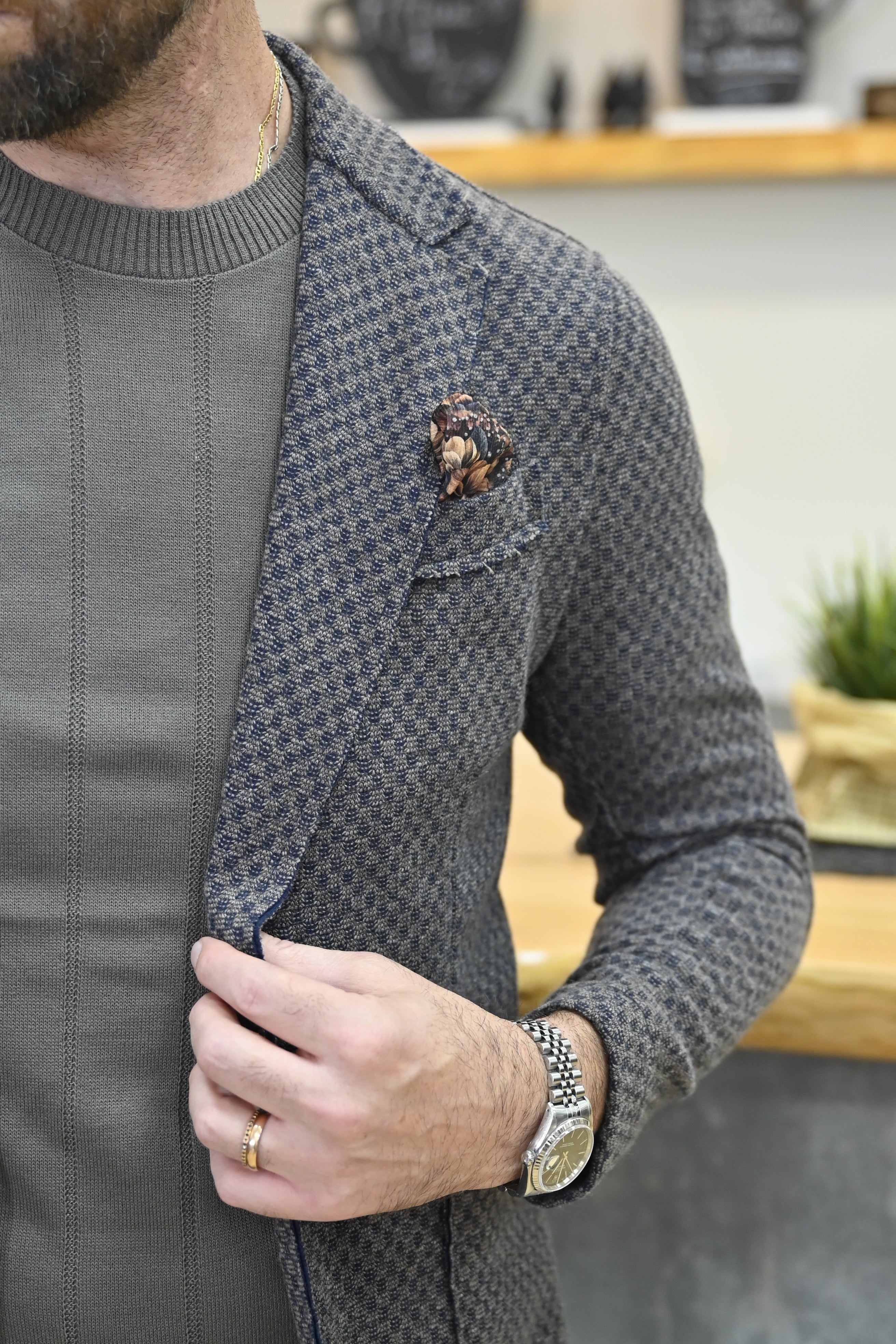 Giacca In Maglina Marrone